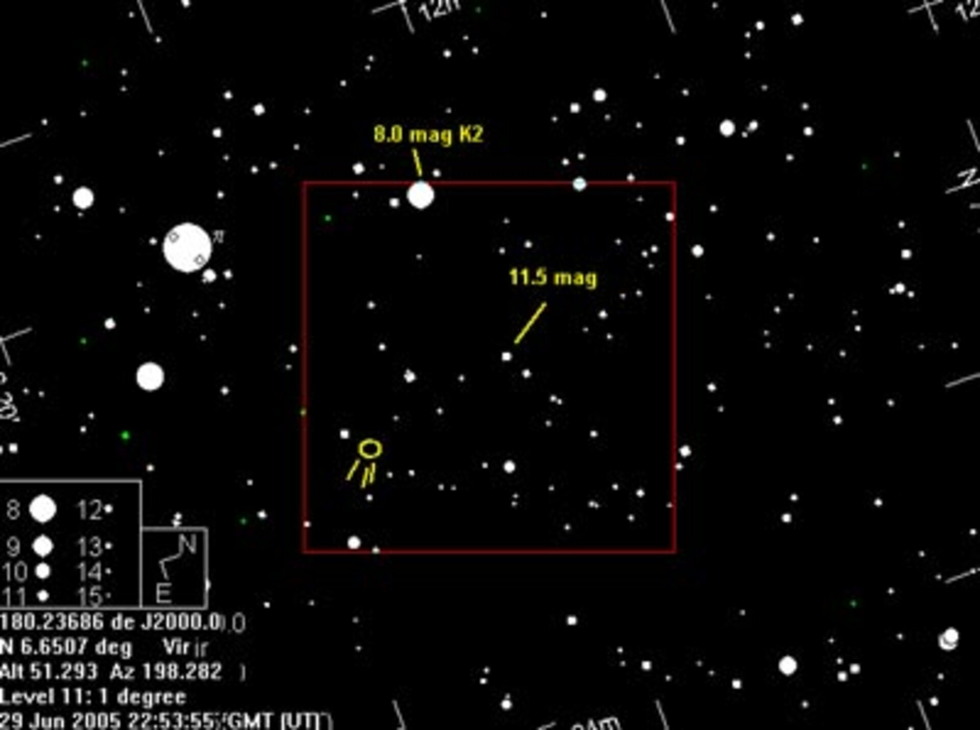 Location of Comet 9P/Tempel 1
