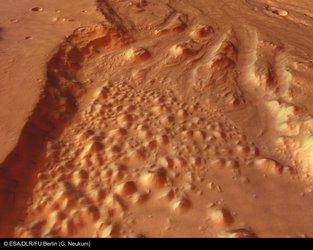 Perspective view of Chaos and Ares Vallis - looking north