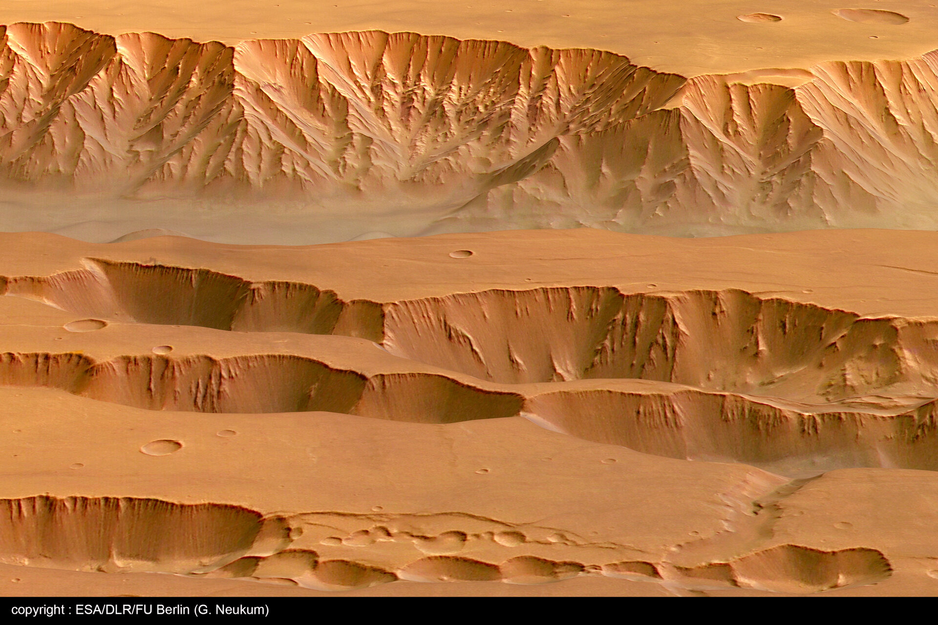 Perspective view of Coprates Chasma and Catena - looking north