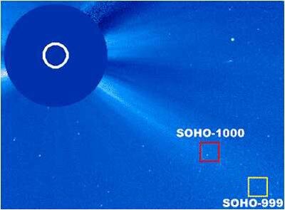 999th and 1000th comets identified in SOHO images