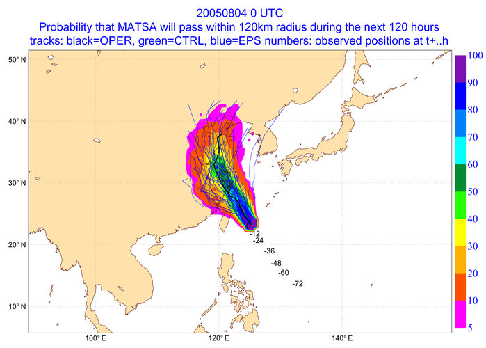 Strike probability map for Typhoon Matsa