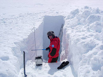 Taking measurements of snow properties