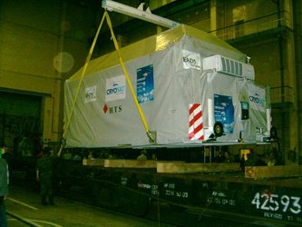 CryoSat lifted off the train car