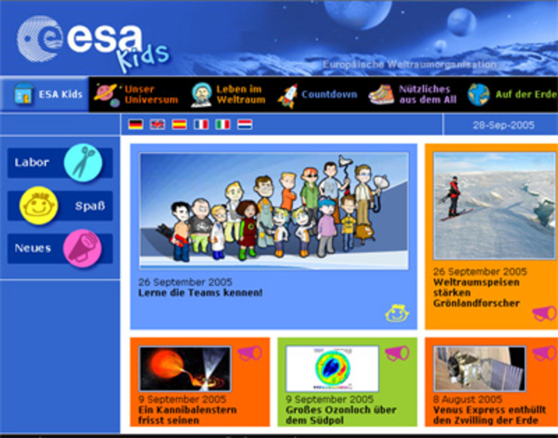 Die spannende ESA Kidsseite