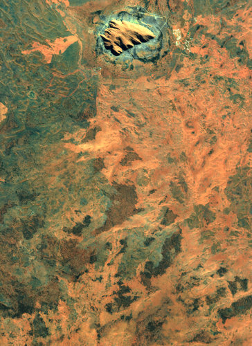 The rock formation Uluru seen by Proba