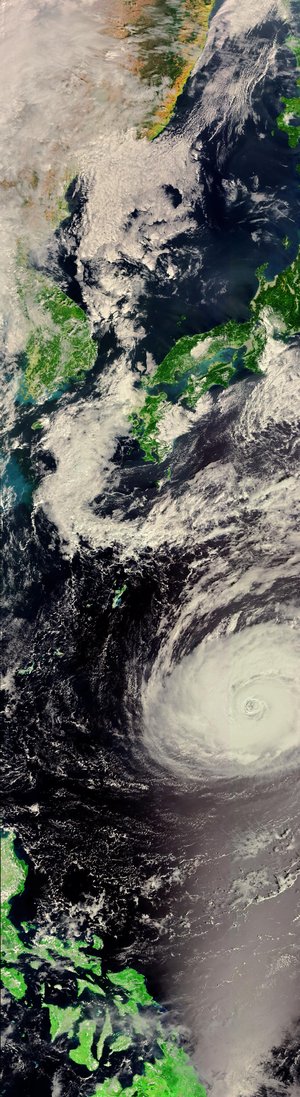 Envisat showing Typhoon Kirogi beneath Japan