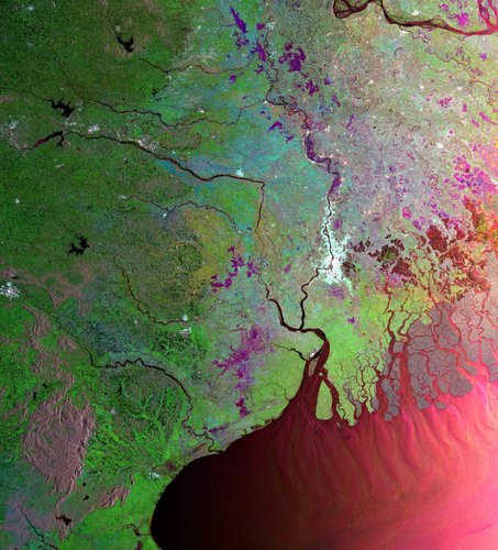 A colourful view of West Bengal in India acquired by Envisat's ASAR