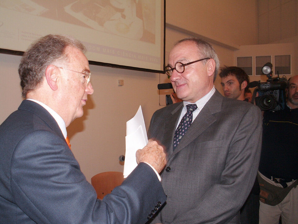 O Presidente Jorge Sampaio e o Director Geral da ESA