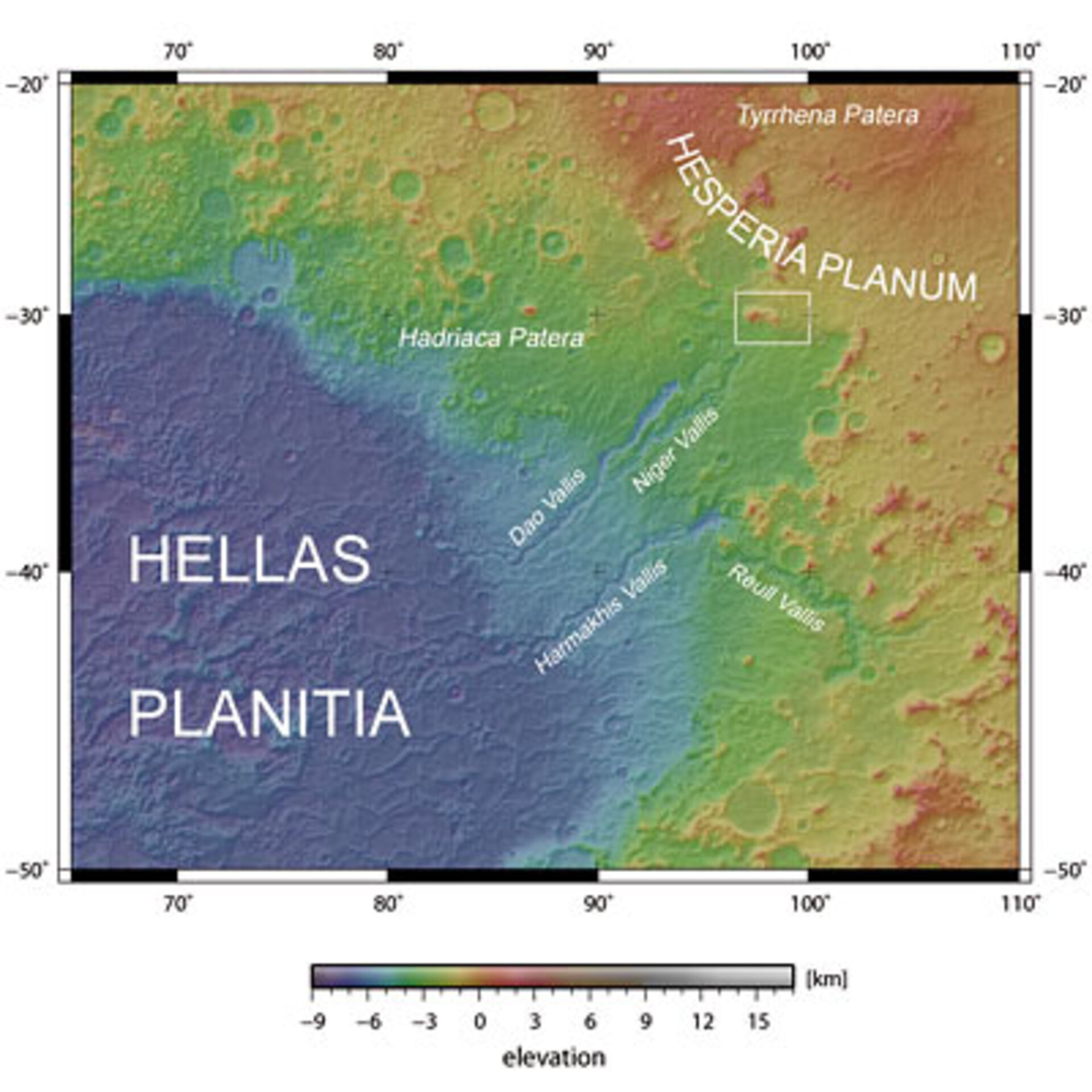 Map showing location of the massif in context