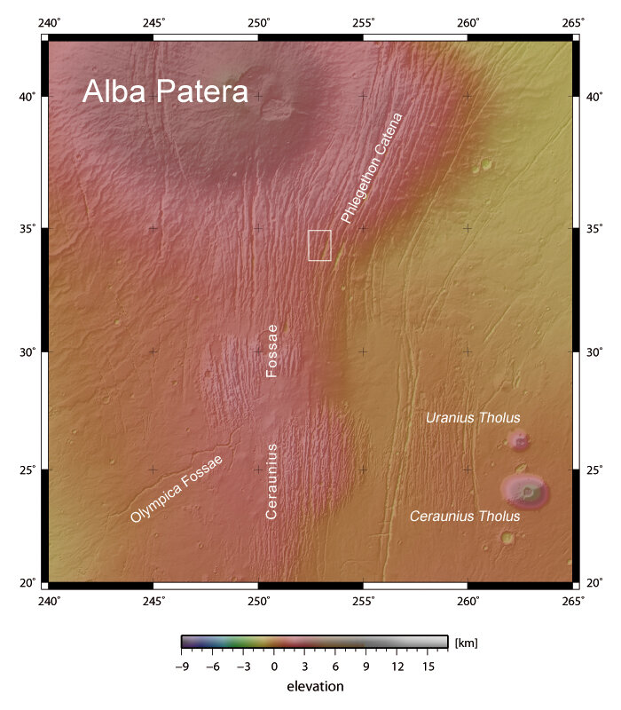 Map showing Phlegethon Catena in context