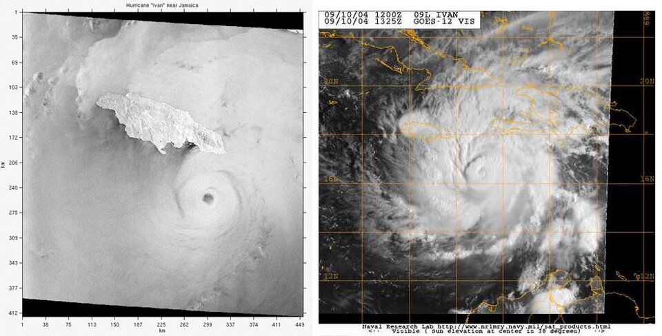 SAR and optical views of Hurricane Ivan
