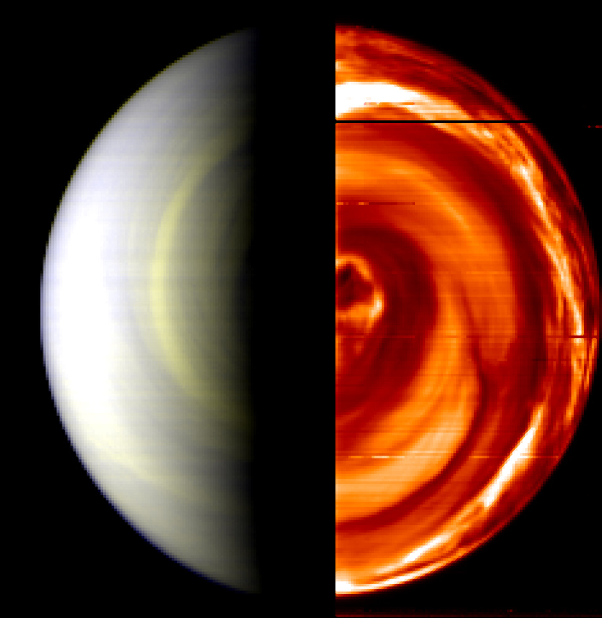 Vórtice oscuro sobre el polo sur de Venus