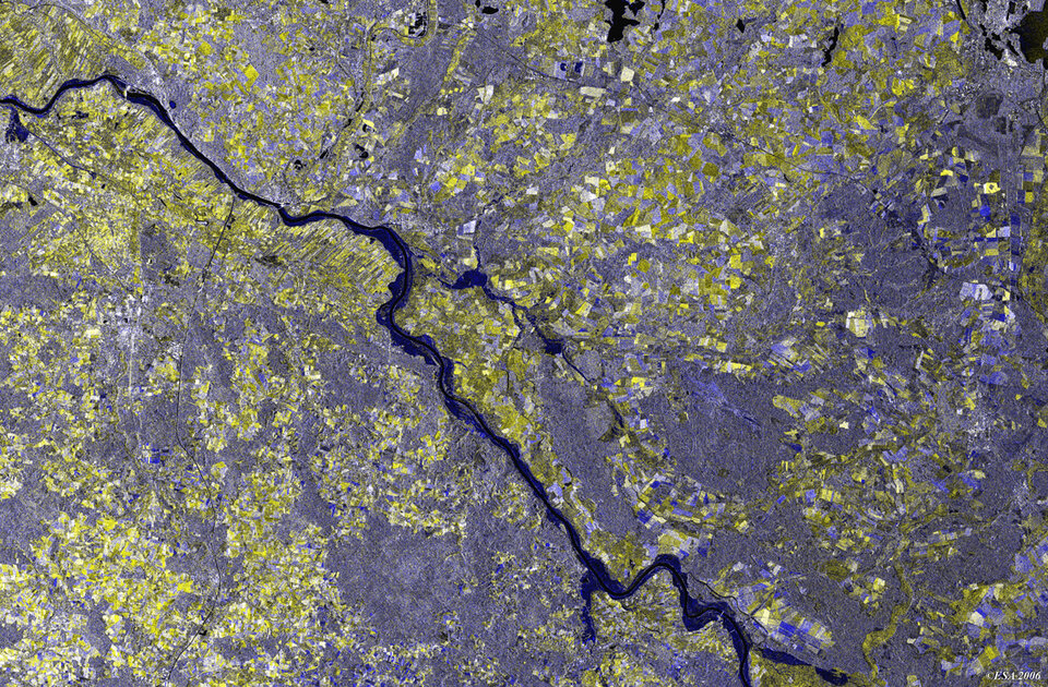 Una delle immagini radar del fiume Elba ottenute da ESR-2