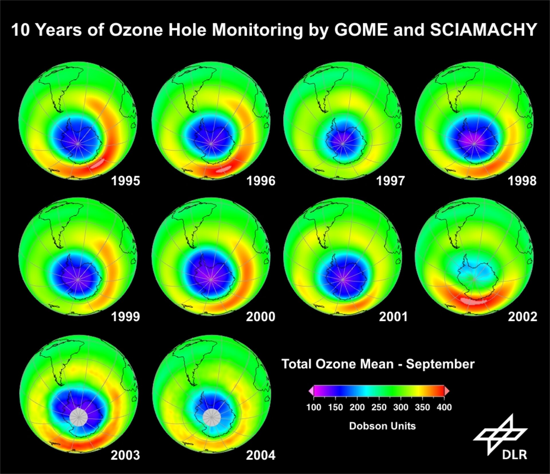 Ozone hole 1995-2004