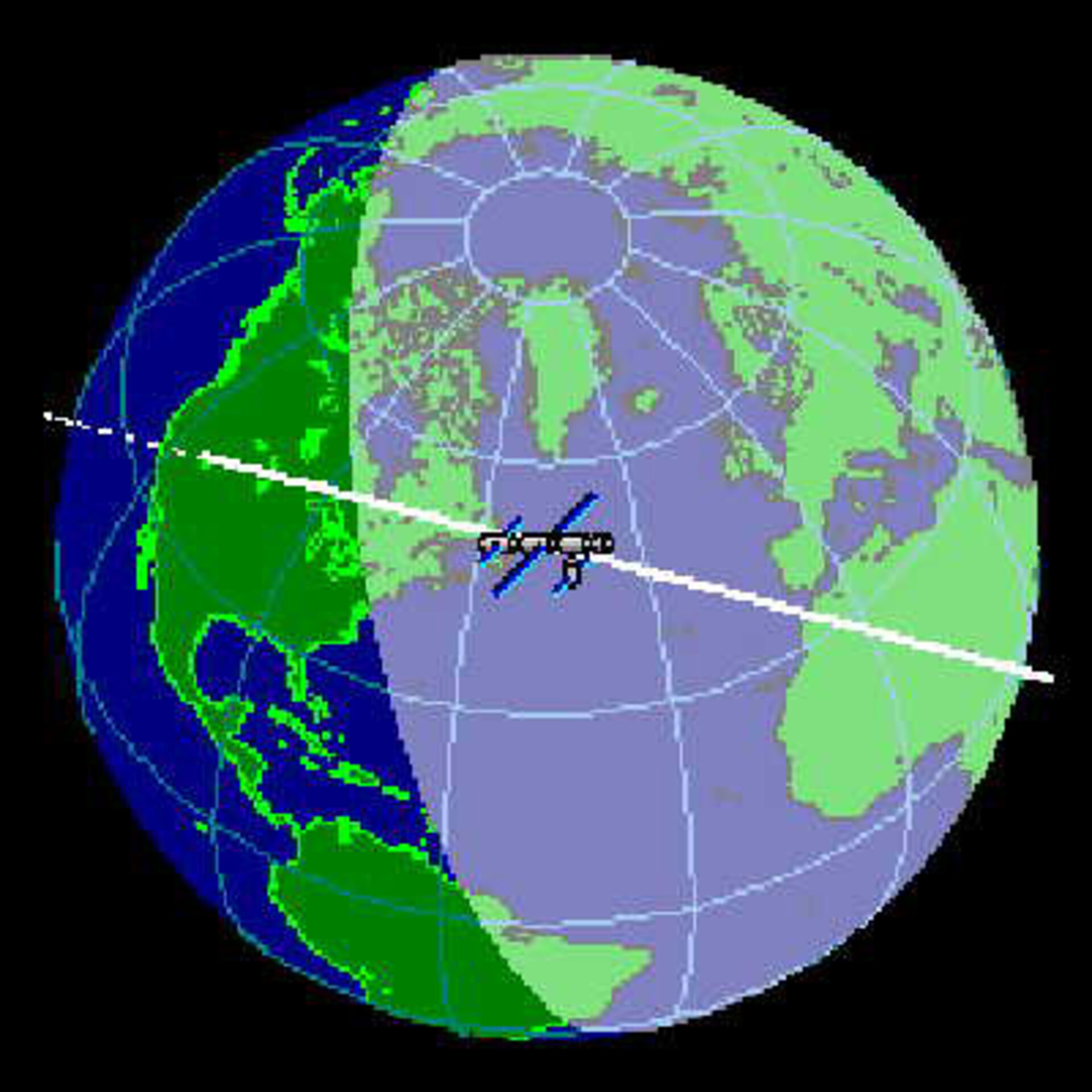 Die Grafik zeigt auf der Heavens-Above-Seite an, wo sich die ISS gerade befindet