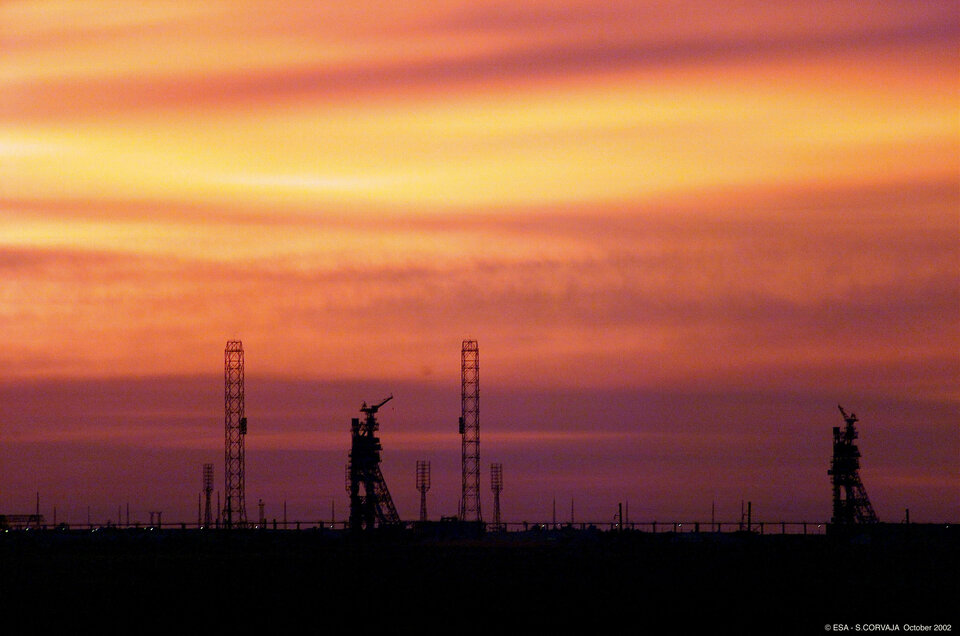 Sunset over the launch pad at Baikonur