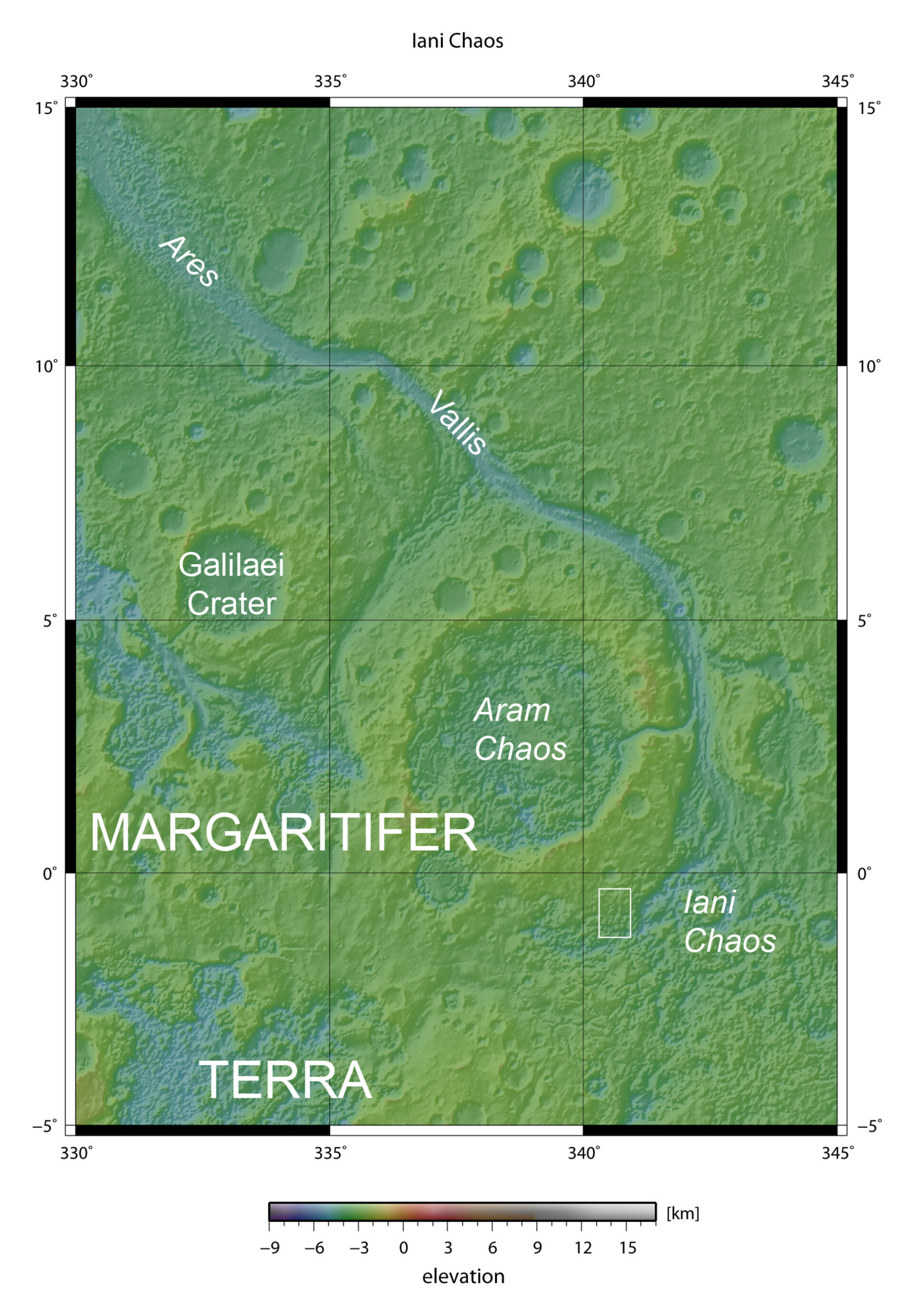 Map showing Iani Chaos in context