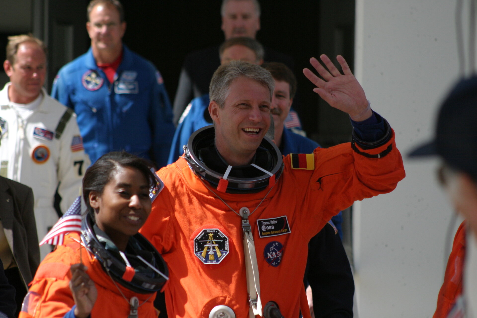 Thomas Reiter during walkout to 'Astrovan' which takes STS-121 crew to Launch Pad 39B
