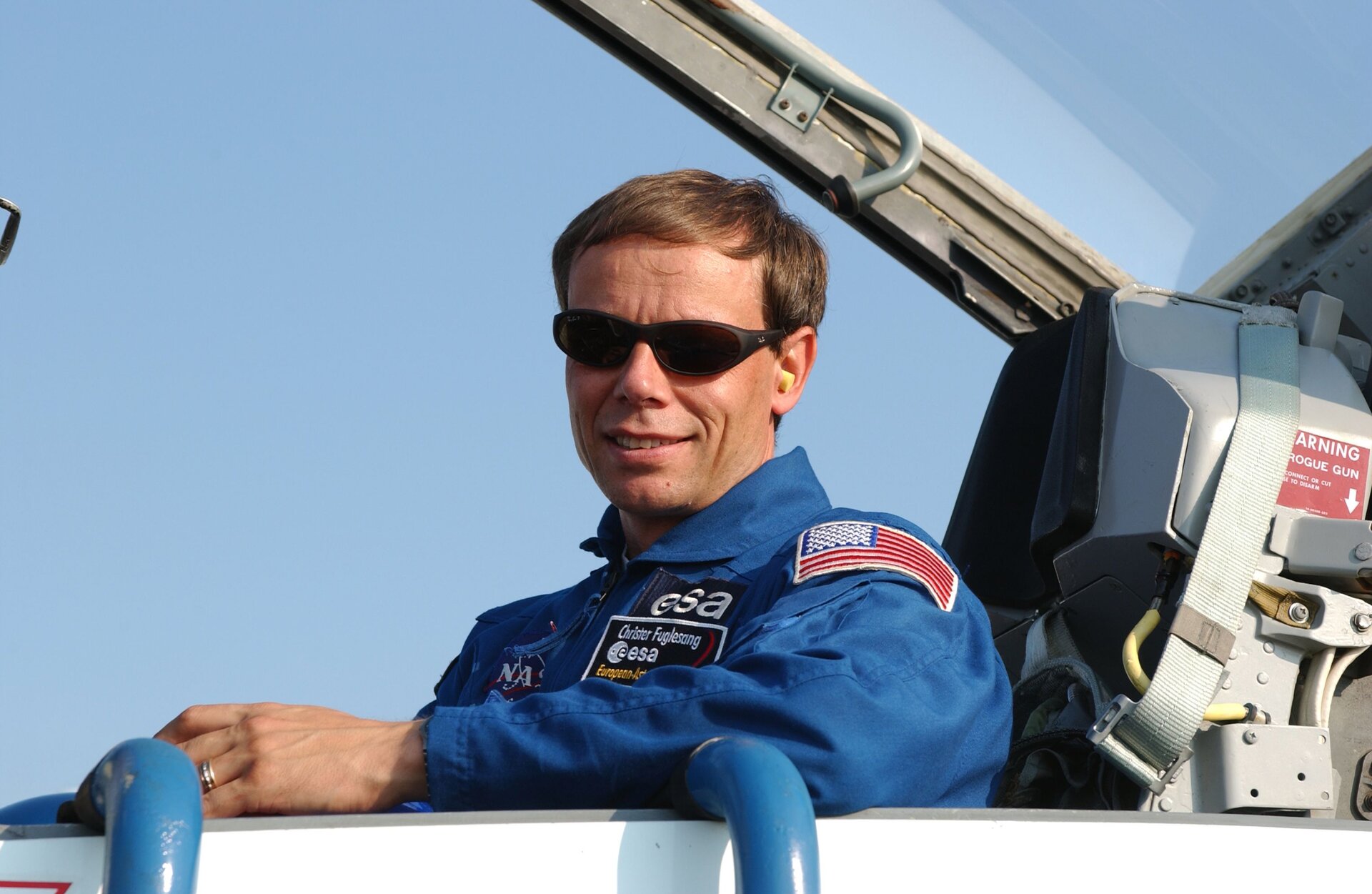 Christer Fuglesang onboard a T-38 jet