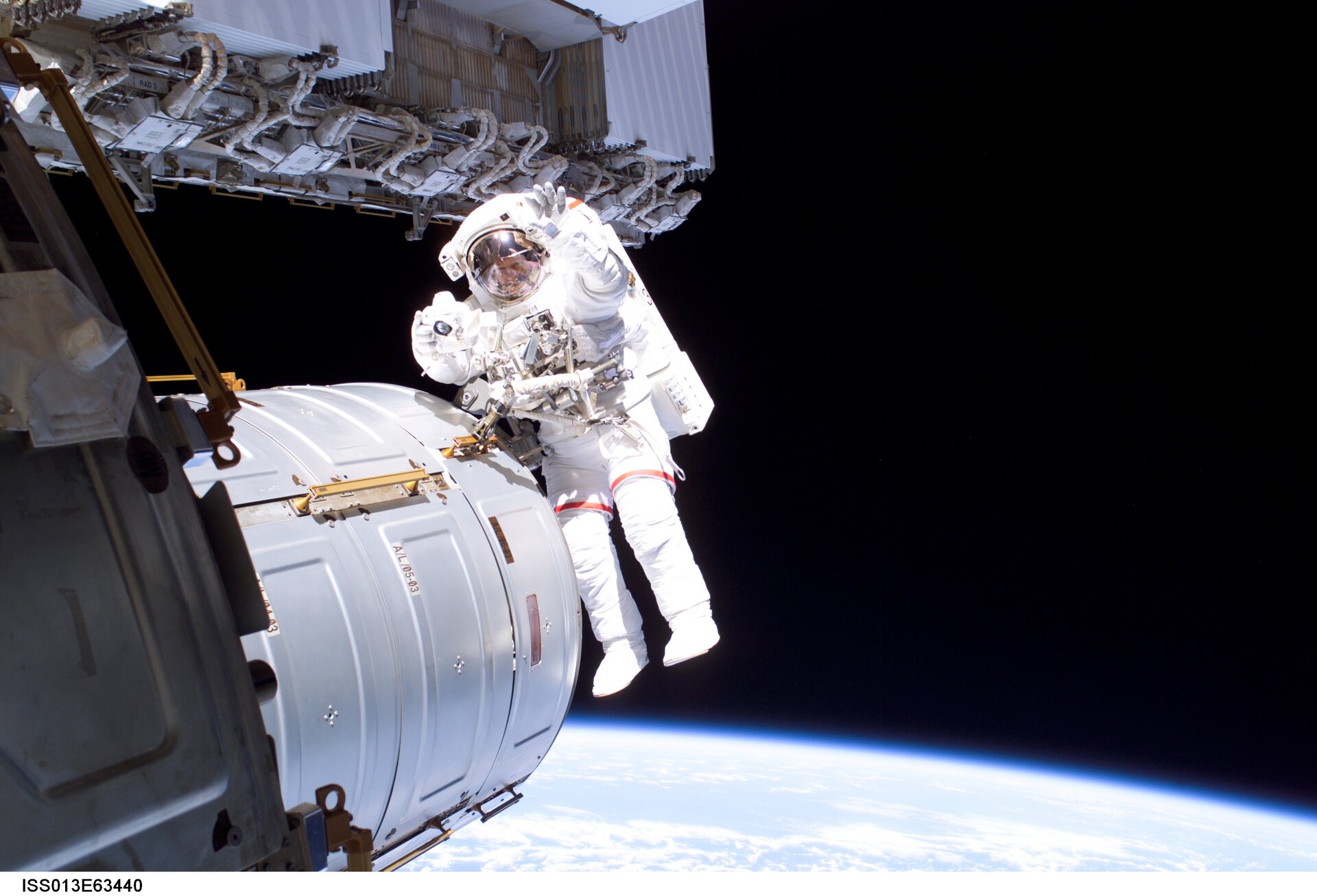 NASA astronaut Jeff Williams during the 5-hour, 54-minute spacewalk