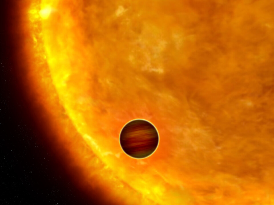 Artist’s impression of a Jupiter-sized planet passing in front of its parent star