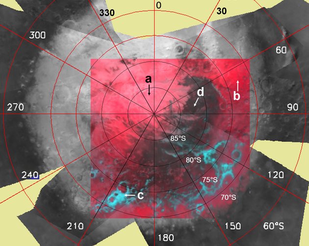 Cryptic region on Martian south polar cap