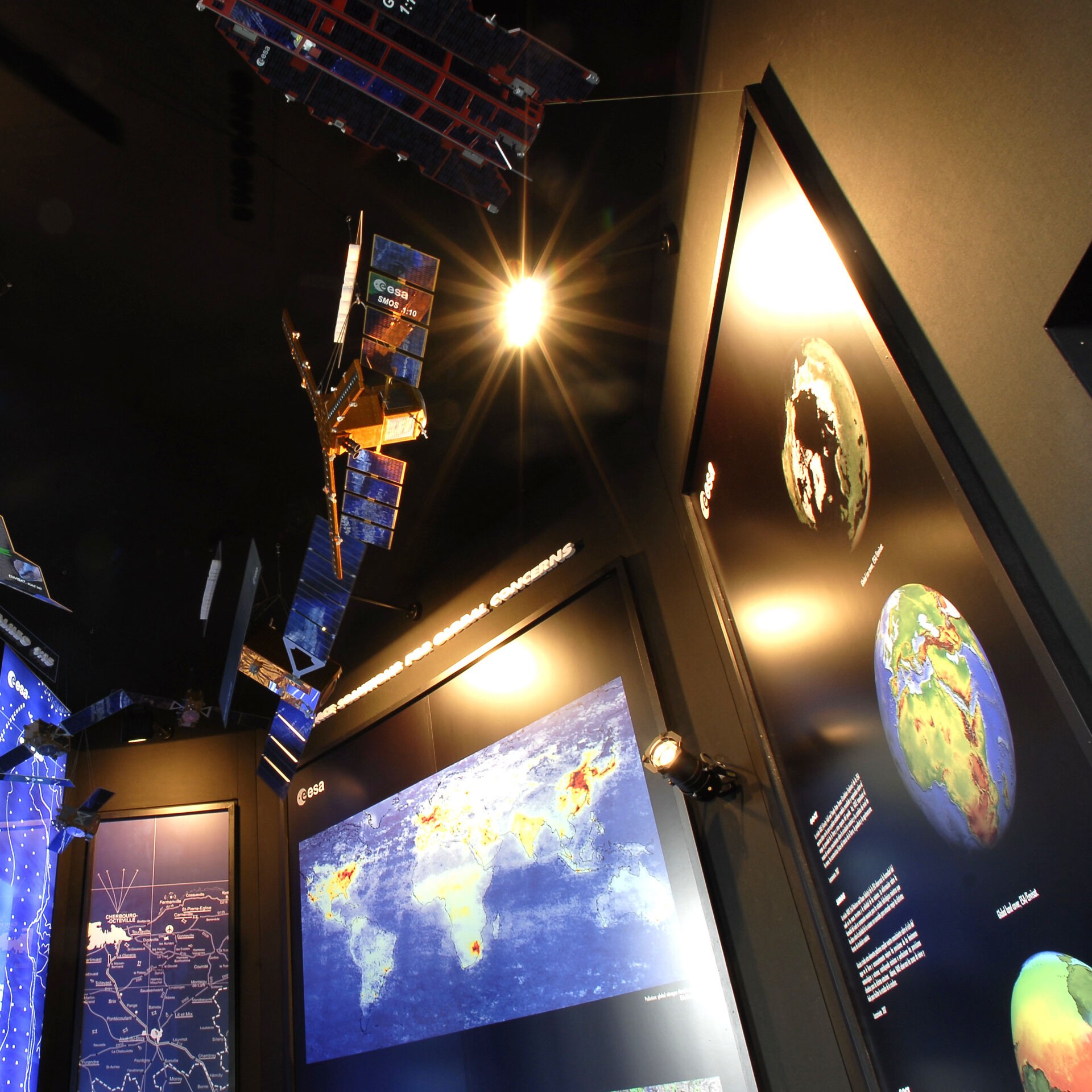 ESA panels showing Earth monitoring activities at IAC Valencia
