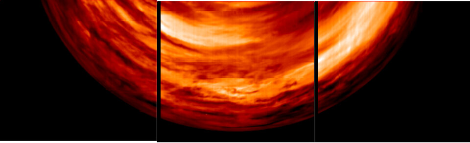 Straling van onder het dikke wolkendek van Venus, waargenomen door de ESA-sonde Venus Express