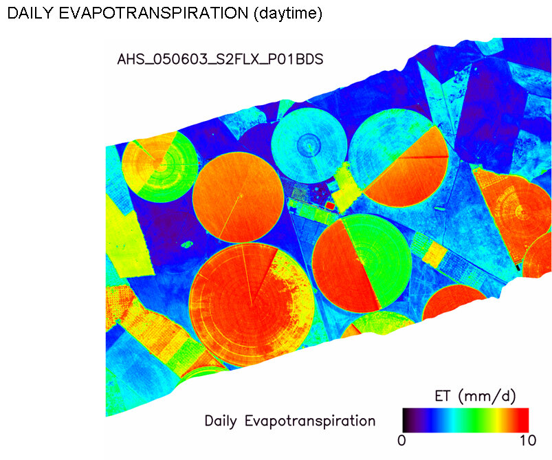 Daily evapo-transpiration map derived from AHS data