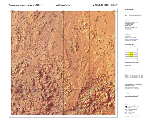 Topographic map of Mars at 1:200 000