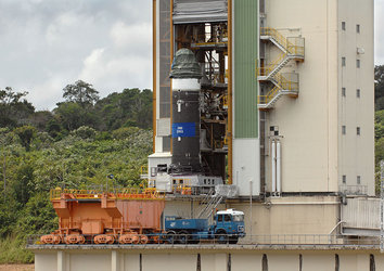 Vega first stage engine arriving at the test stand