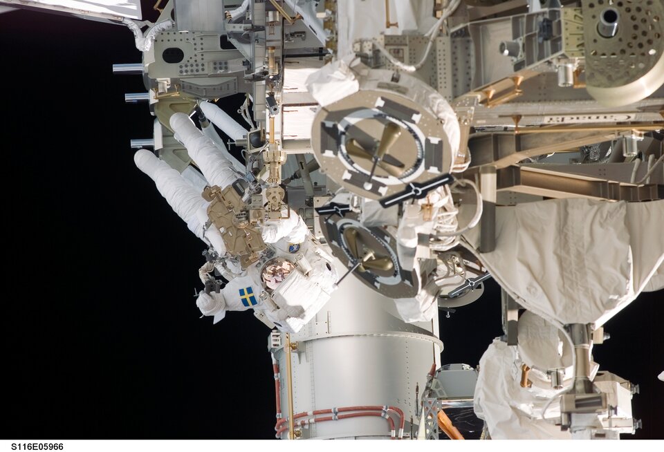 Fuglesang's first spacewalk in December 2006