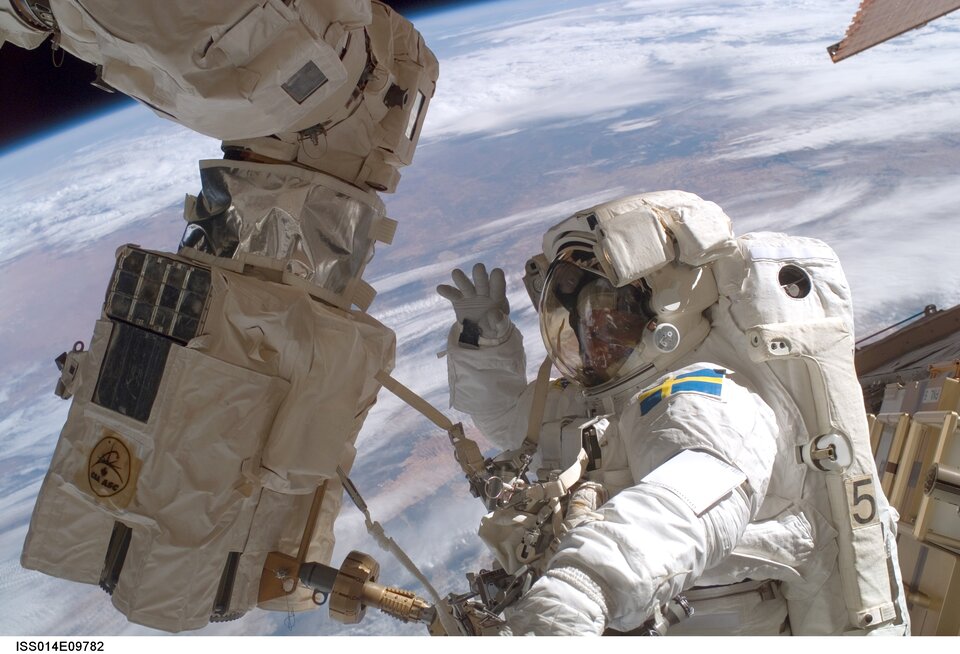 Christer Fuglesang during his second spacewalk