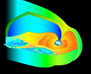 Cut-away view of Earth’s magnetosphere