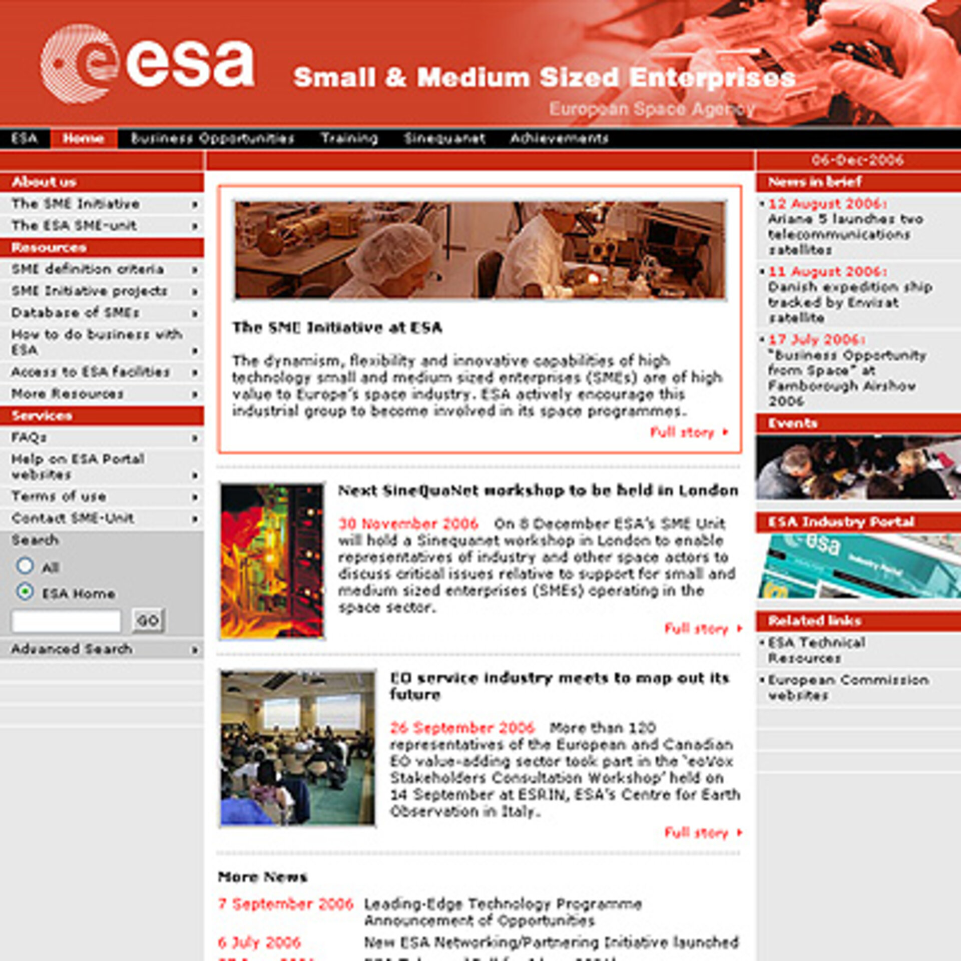 ESA's SME website