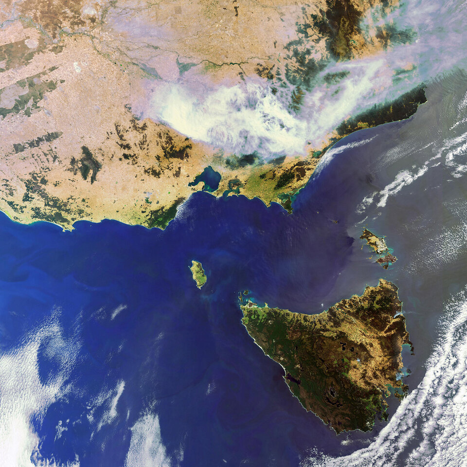 Smoke from fires over Australia