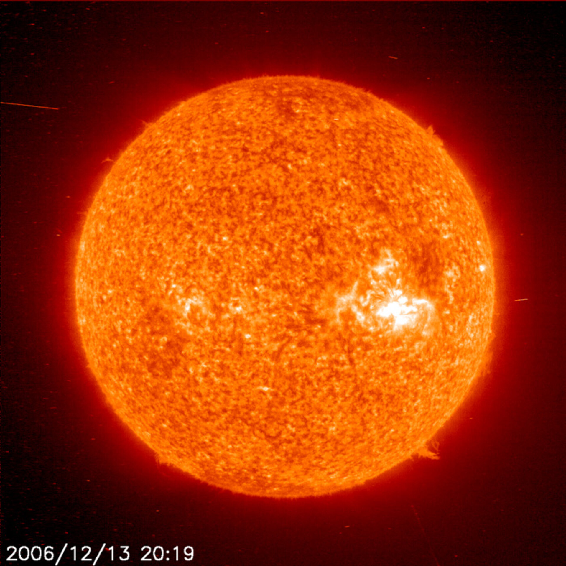 SOHO image of storm on Sun, 13 December 2006