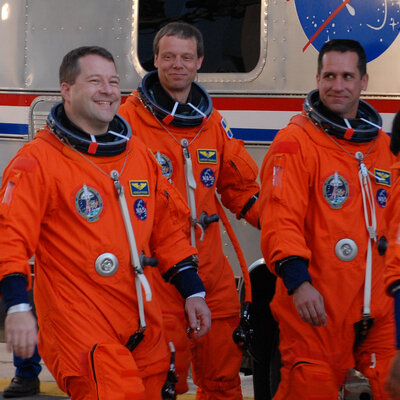 STS-116 crew walkout to the Astrovan for the second launch attempt on 9 December 2006