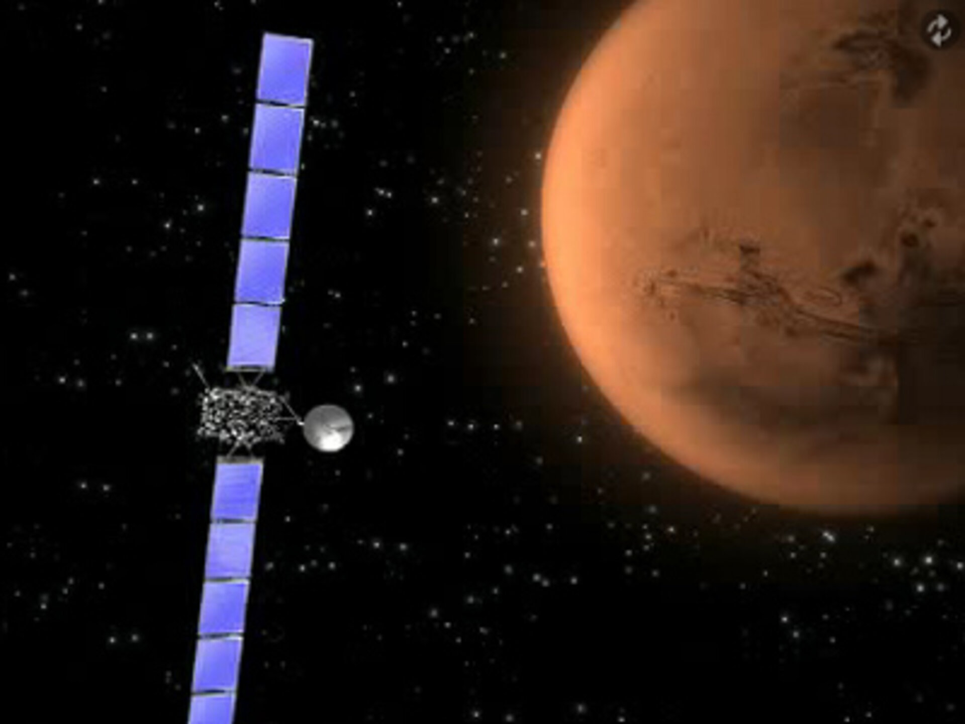 Animation showing Rosetta slew movements prior to swingby