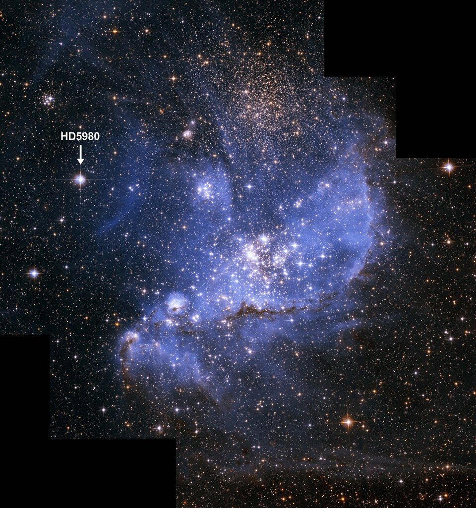 HD 5980 dans le berceau stellaire NGC 346 