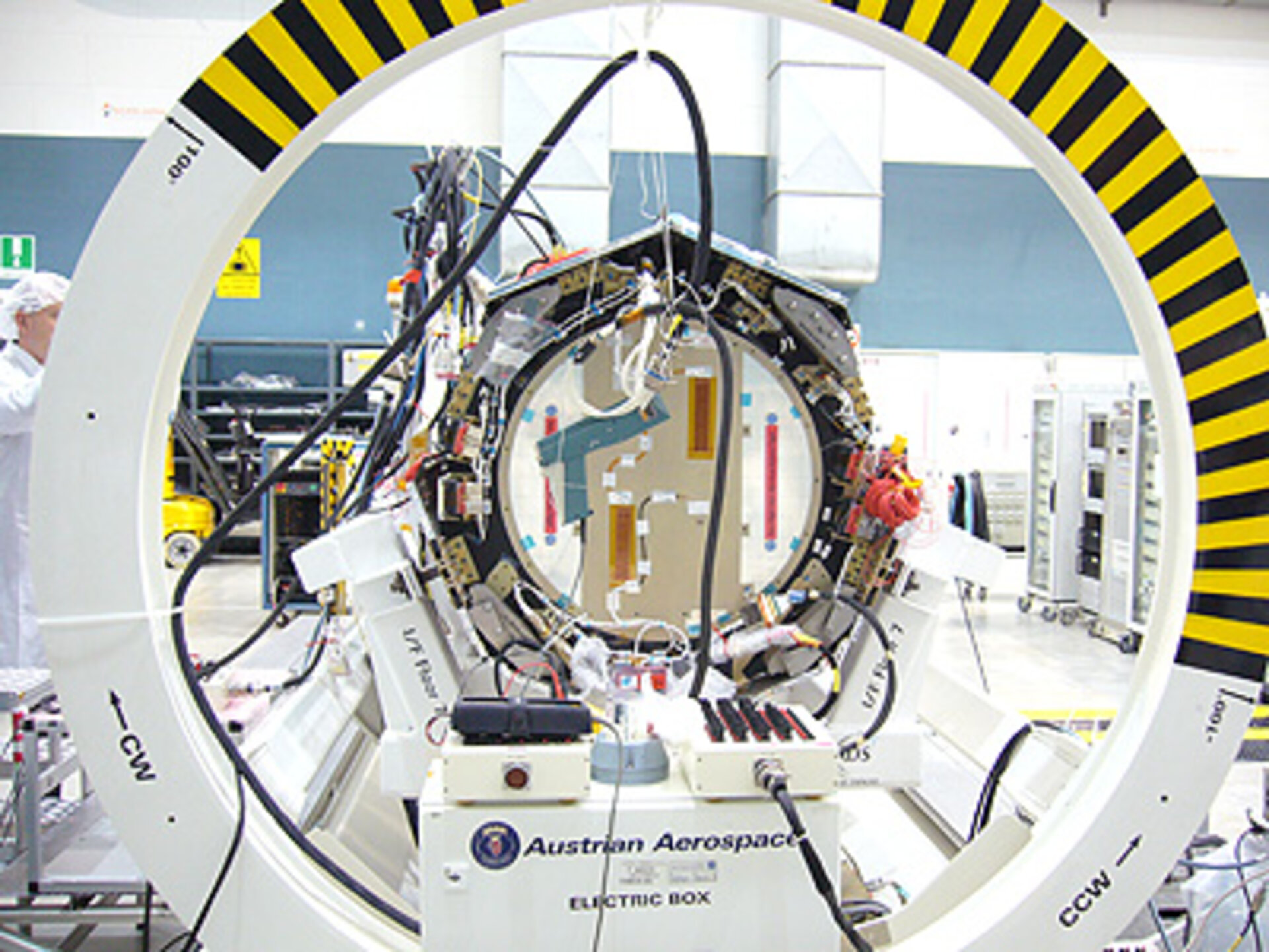 Profile of GOCE satellite flight model in Alcatel Alenia Space Turin, Italy