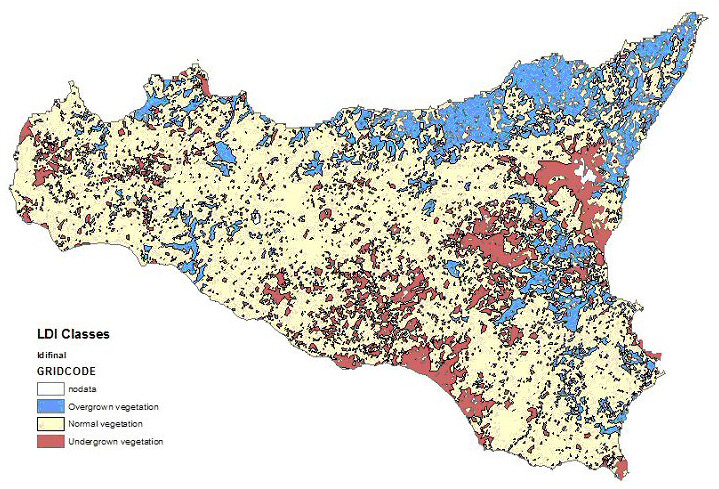 Land degradation index in Sicily