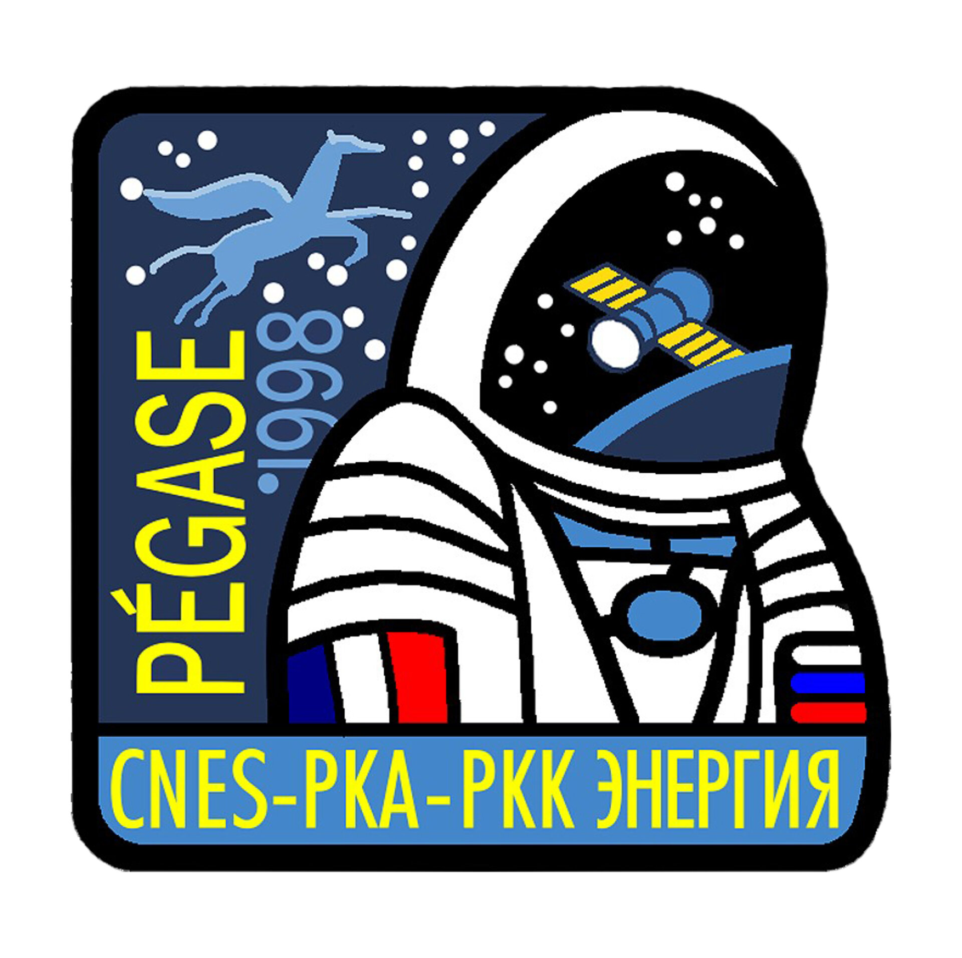 Soyuz TM-27 Pégase mission patch, 1998