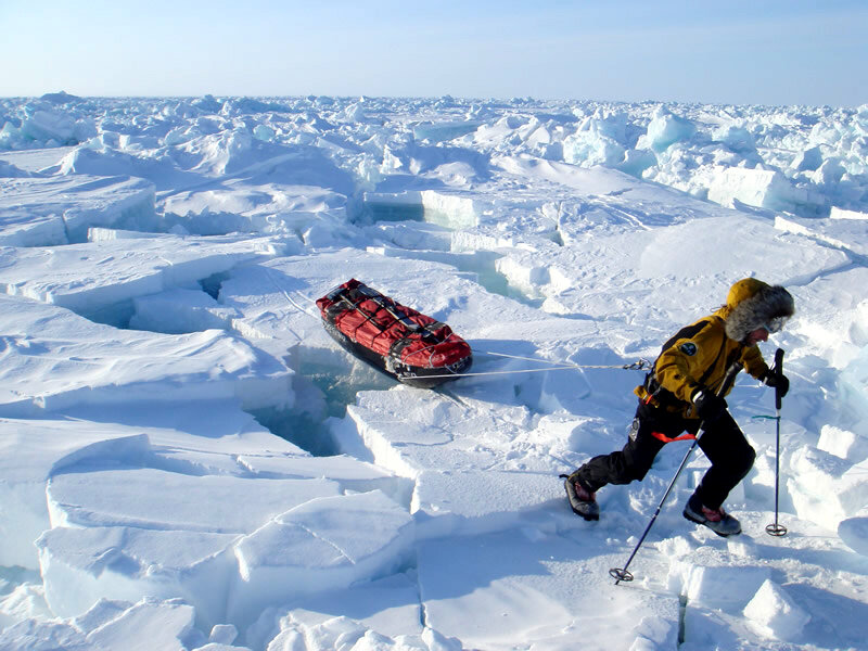 Struggling over rough sea-ice during the Arctic Arc expedition
