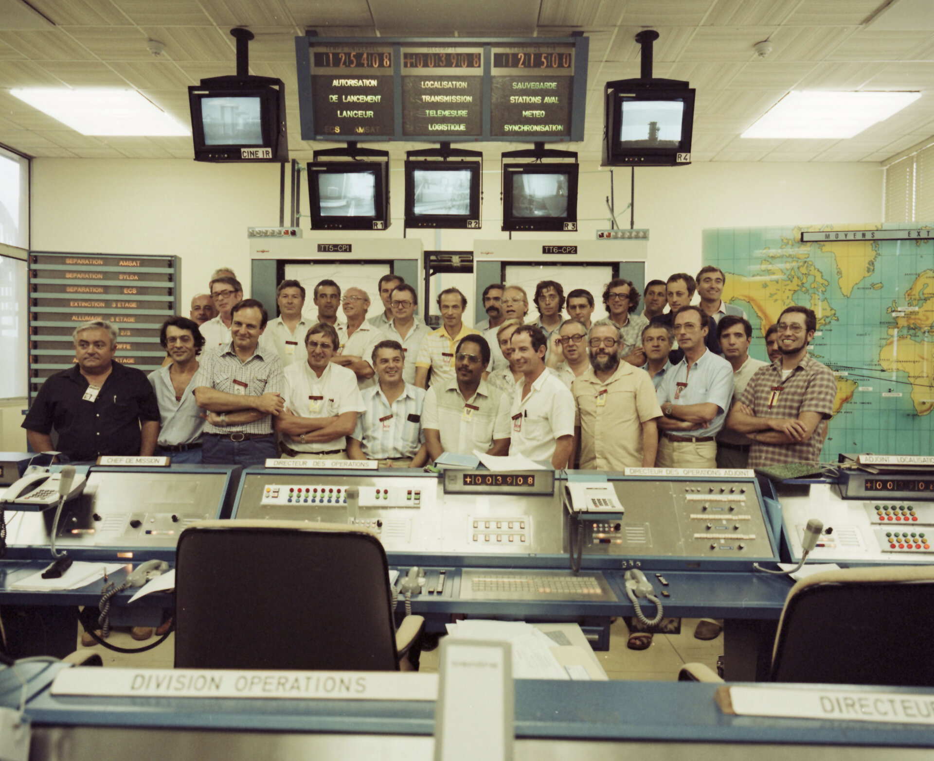 Control room personnel at ECS-1 launch