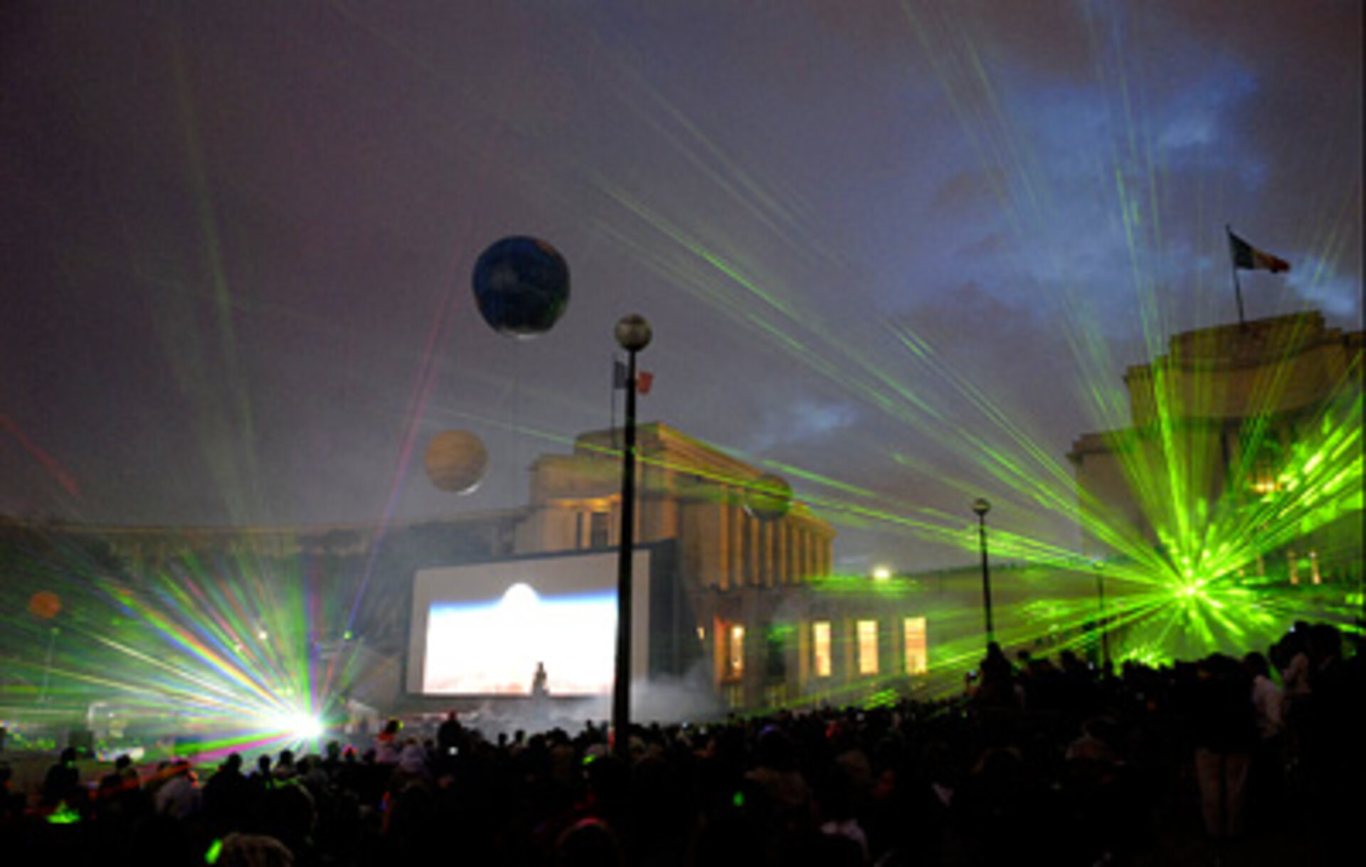 The laser space show at the Trocadero