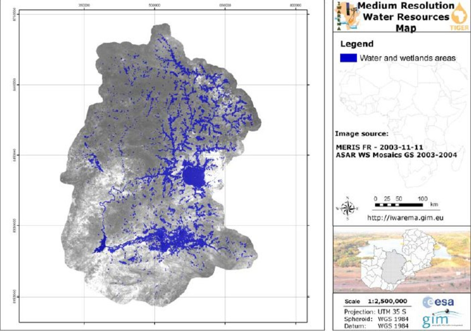Water resources map of Zambia