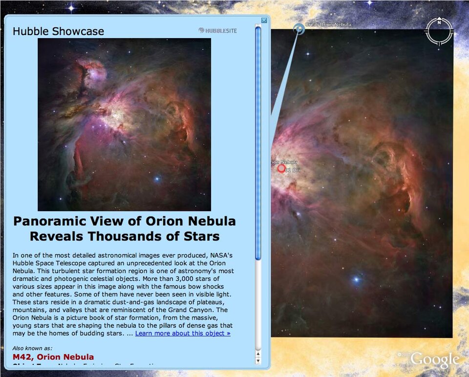 Detailed description of the Hubble Orion Nebula Image