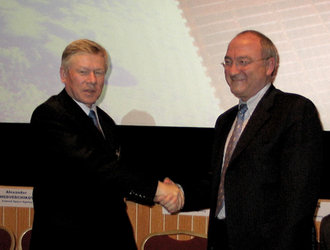 Mr. Perminov Head of FSA (Russian Space Agency) meeting Mr. Dordain (ESA DG)