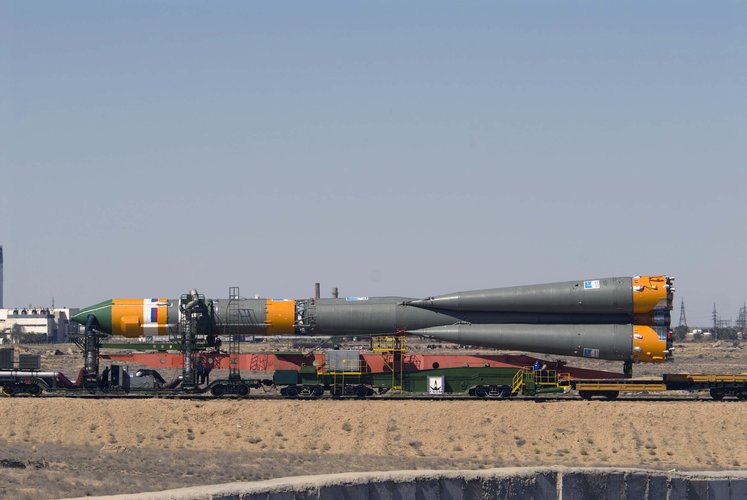 Roll-out of the Soyuz launcher vehicle
